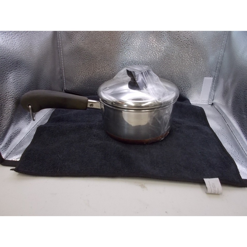 Revere Ware 1 Qt Saucepan Copper Bottom Stainless Steel Pot with Lid Made in USA